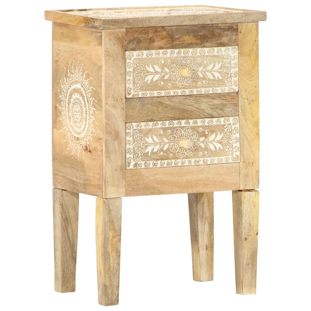 Hand Painted Bedside Cabinet Solid Mango Wood Brown 286161
