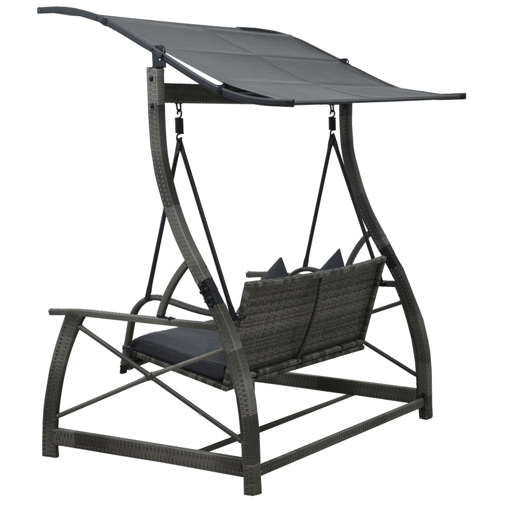 Seater Garden Swing Bench With Canopy Poly Rattan Bl 49228