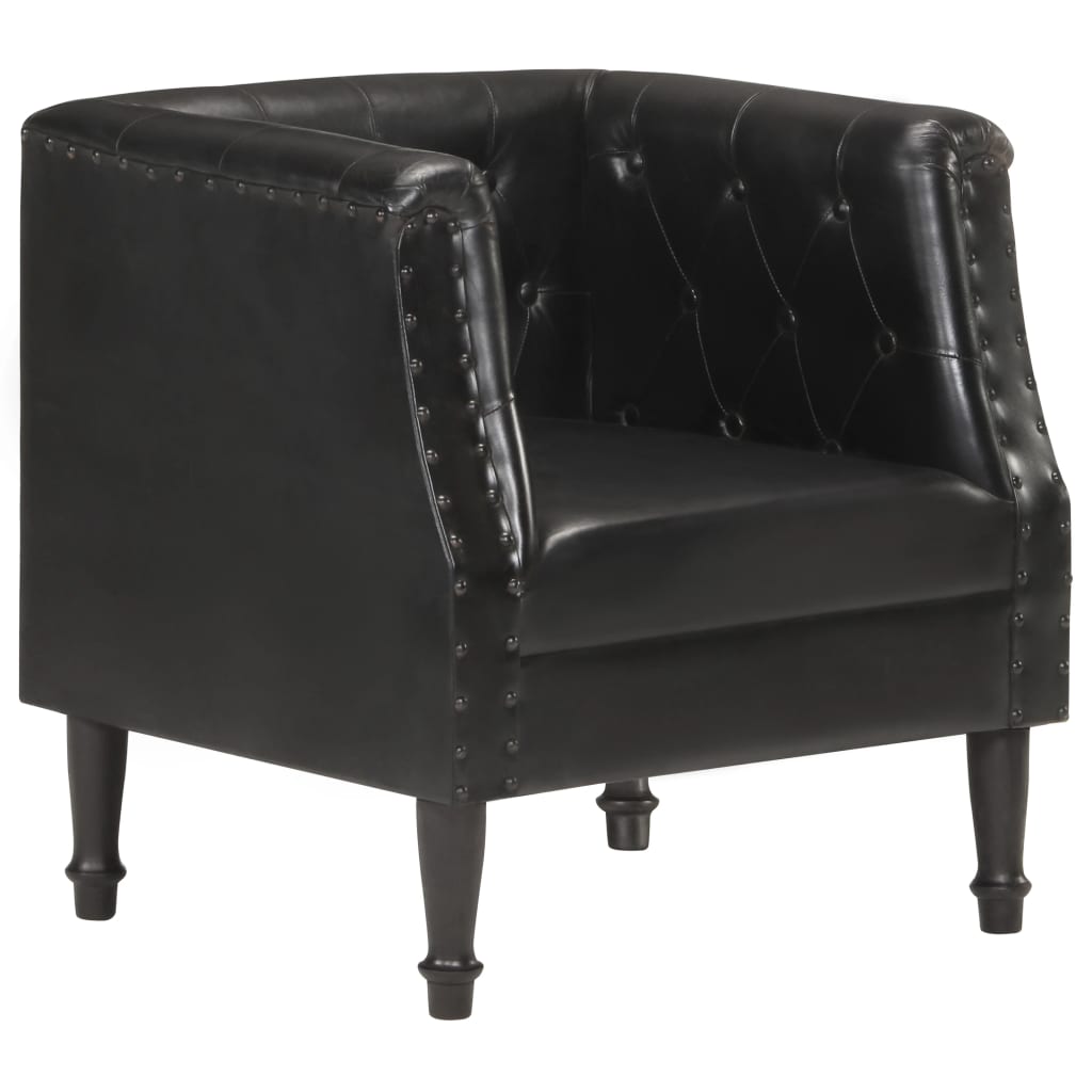 Armchair Real Leather Black 286590