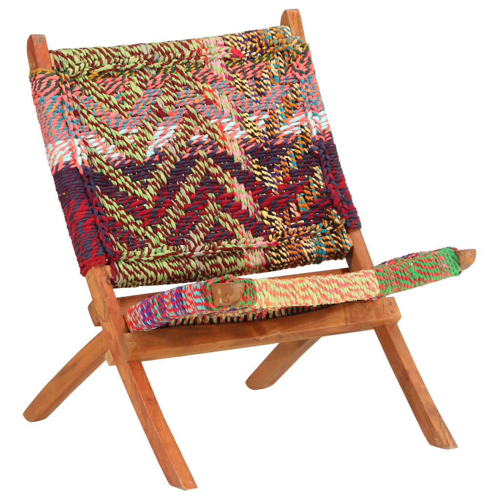 Folding Chindi Chair Multicolors Fabric Multicolour 286608