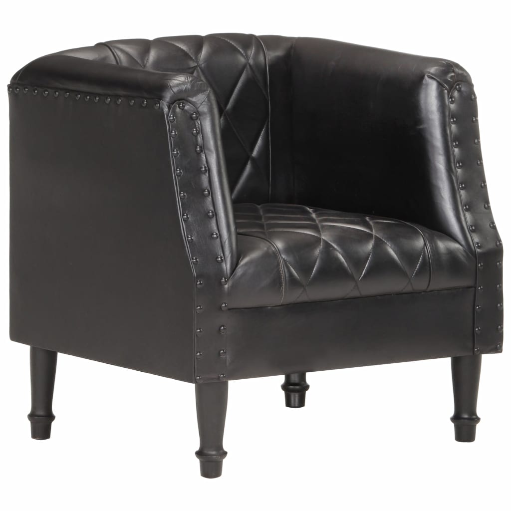 Tub Chair Real Goat Leather Brown 286616