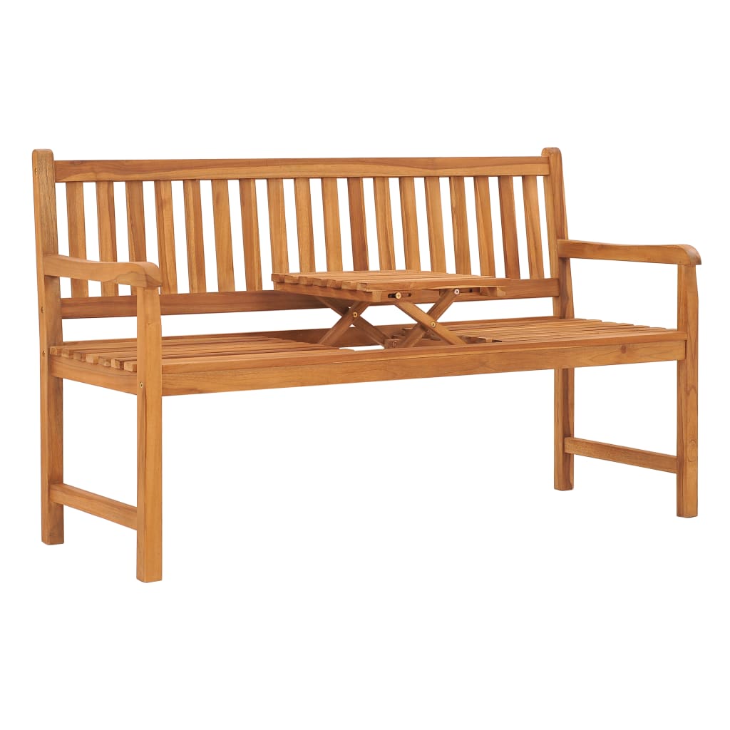 Seater Patio Bench With Table Solid Teak Wood Brown 49361