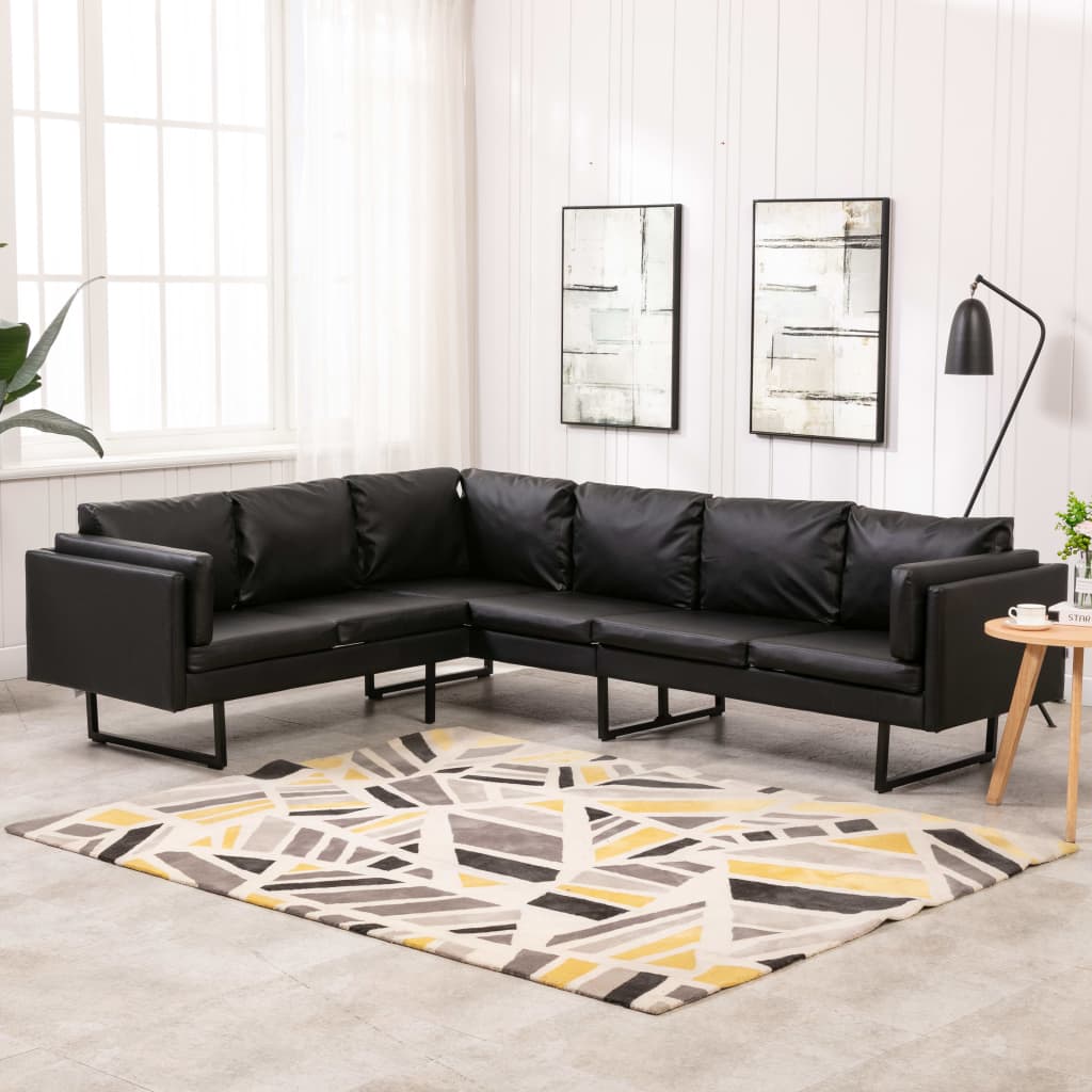Corner Sofa Faux Leather Black 287924