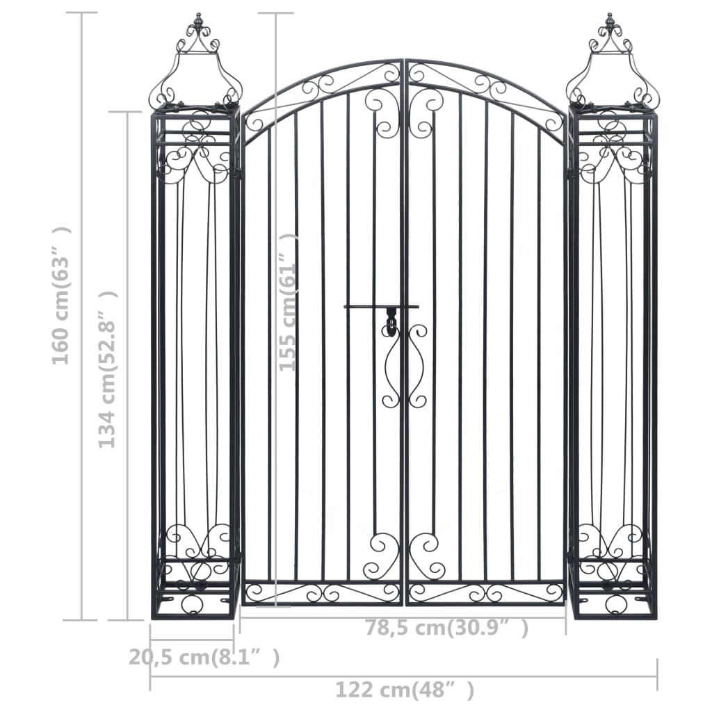 Ornamental Garden Gate Wrought Iron Black 49420