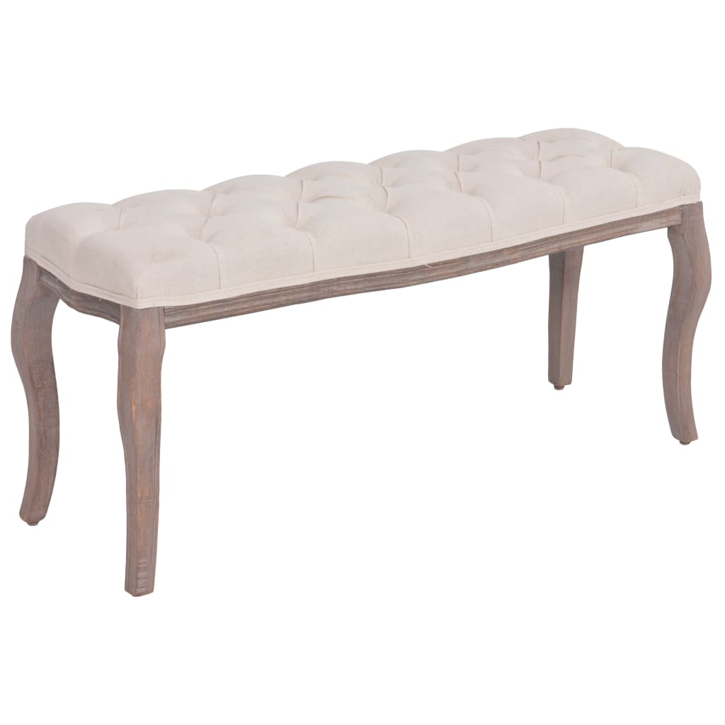 Bench Fabric Solid Wood Cream White 288458