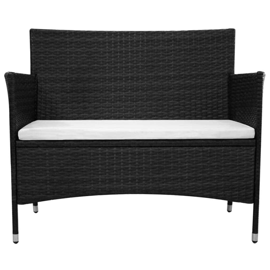 Patio Bench With Cushion Poly Rattan Black 49118
