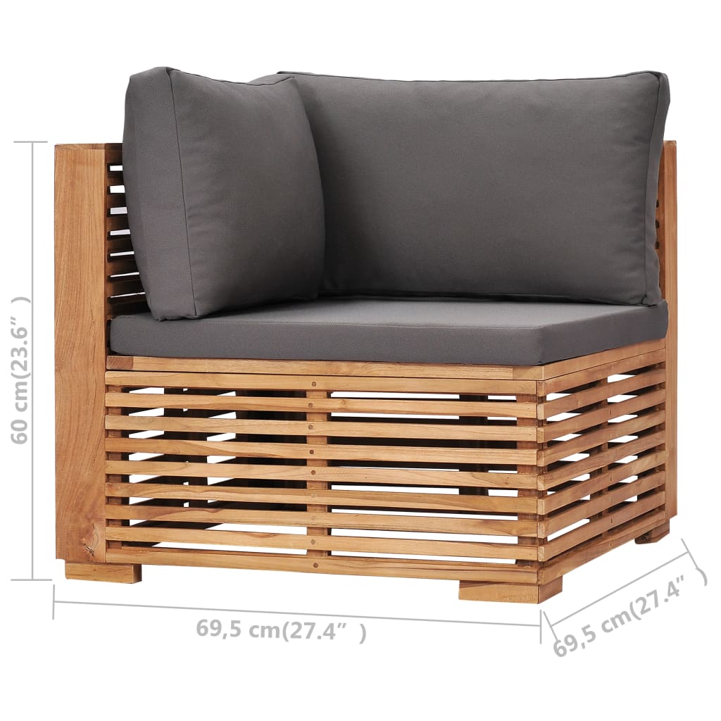 Patio Middle Sofa With Cushion Solid Teak Wood Cream 49374