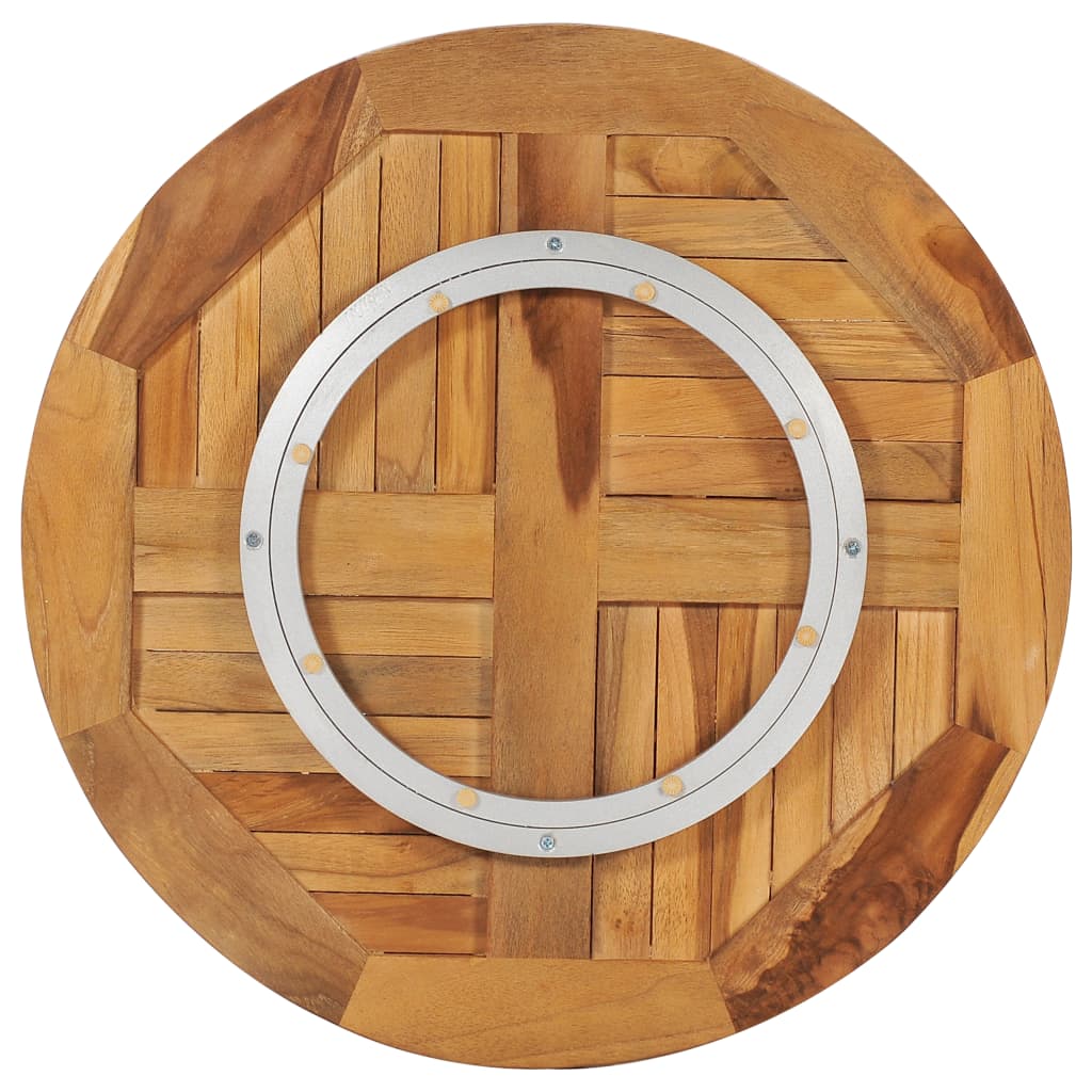 Rotating Table Disk Solid Teak Wood Brown 49386