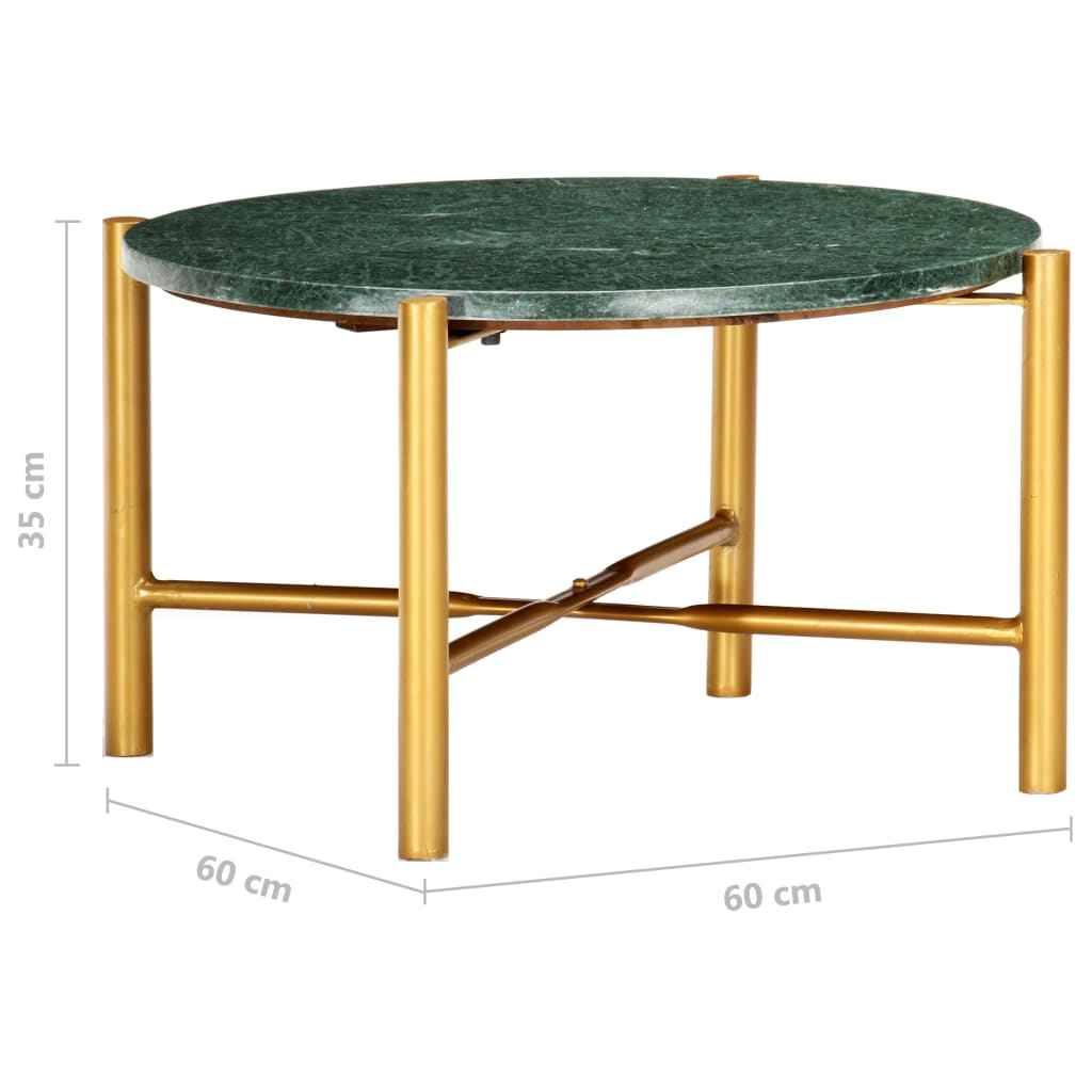 Coffee Table Real Stone With Marble Texture Green 286450