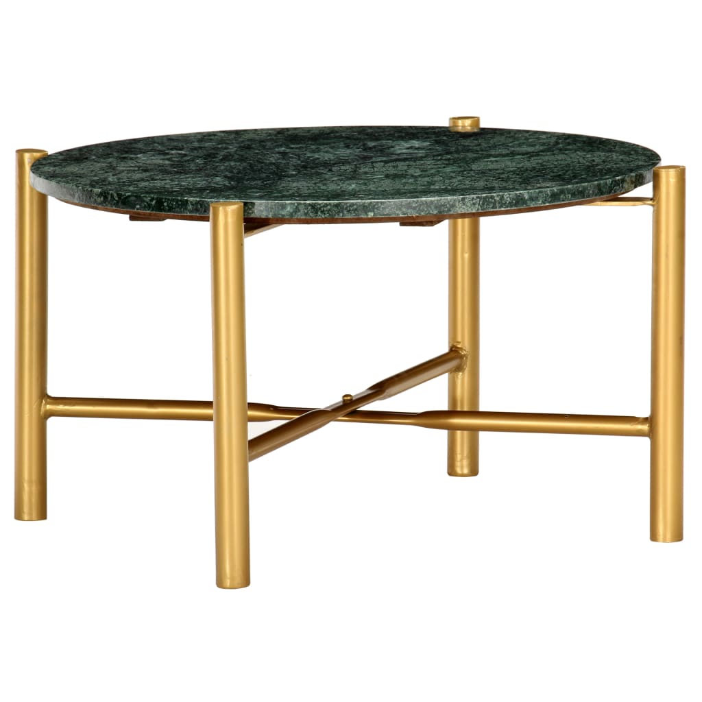 Coffee Table Real Stone With Marble Texture Green 286450