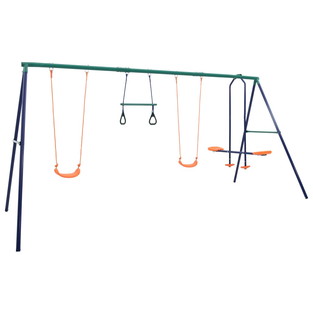 Swing Set With Gymnastic Rings And Seats Steel Orang 92315