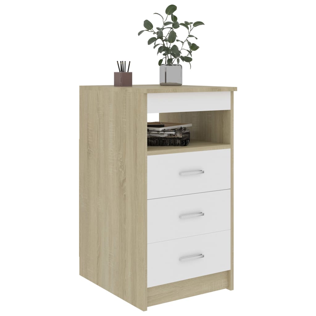 Drawer Cabinet And Sonoma Oak White 801810