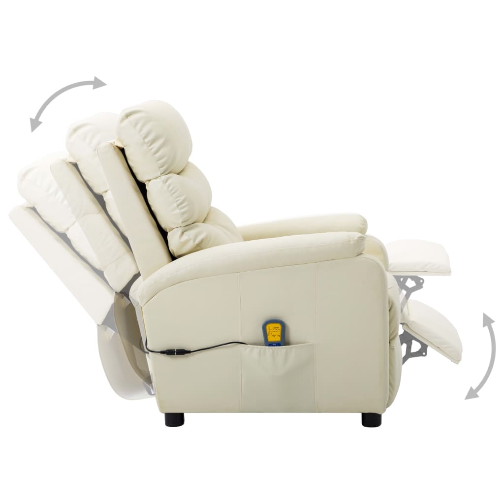 Massage Reclining Chair Faux Leather Cream 289690