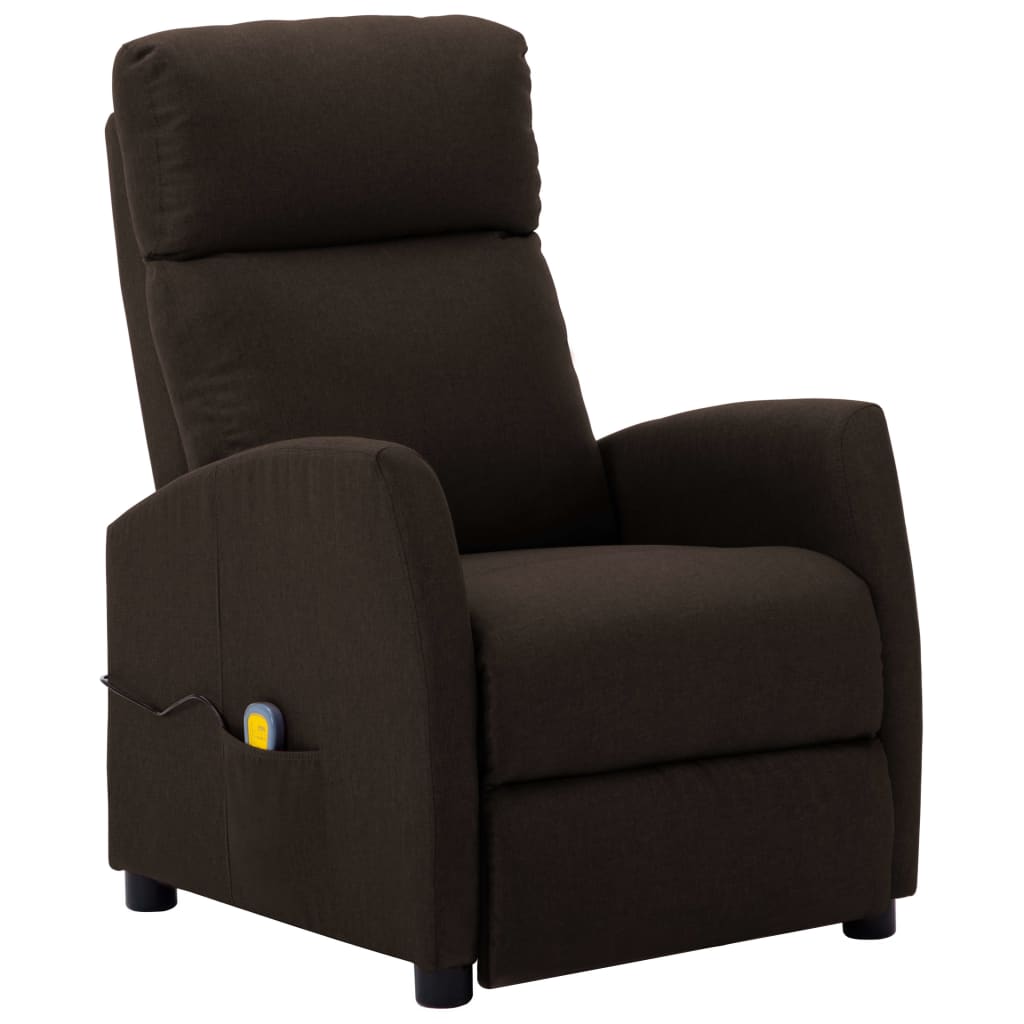 Massage Reclining Chair Dark Fabric Brown 289711