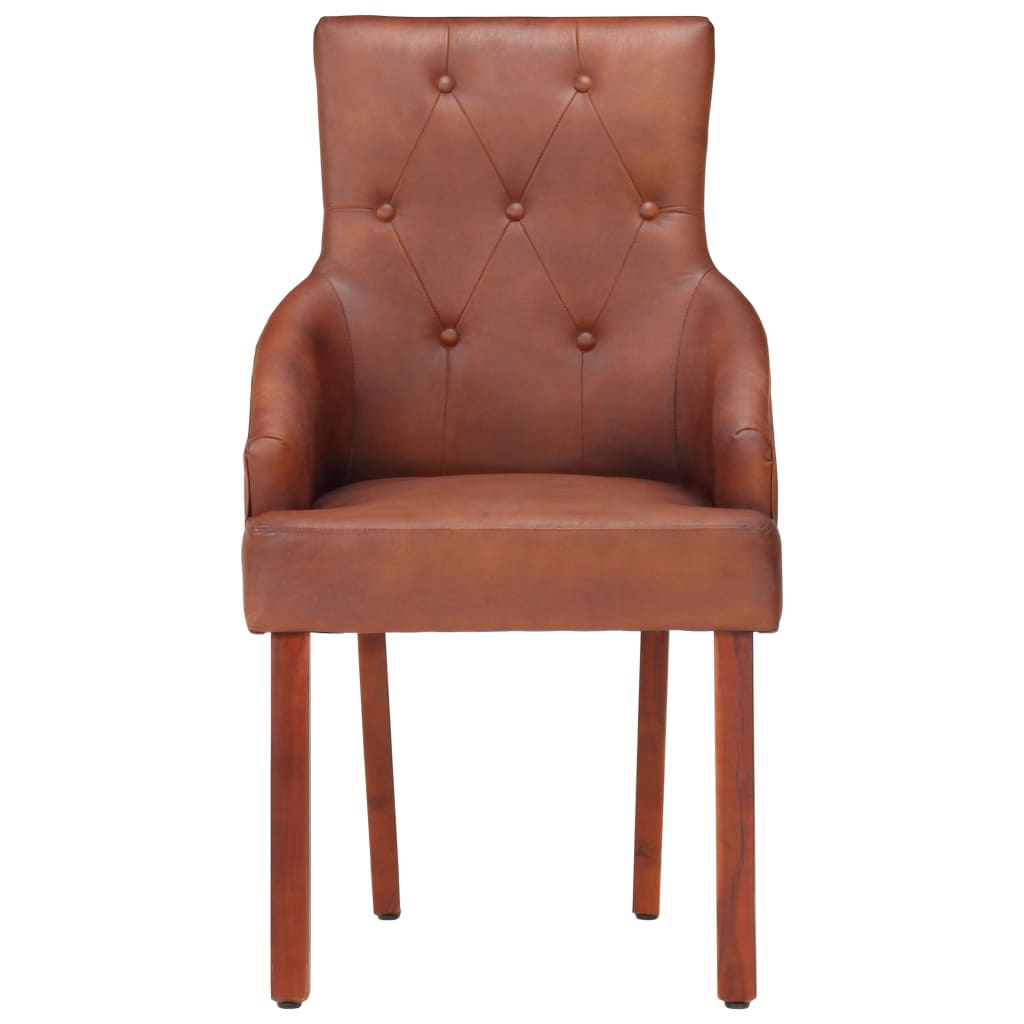 Dining Chairs Real Goat Leather Brown 288289