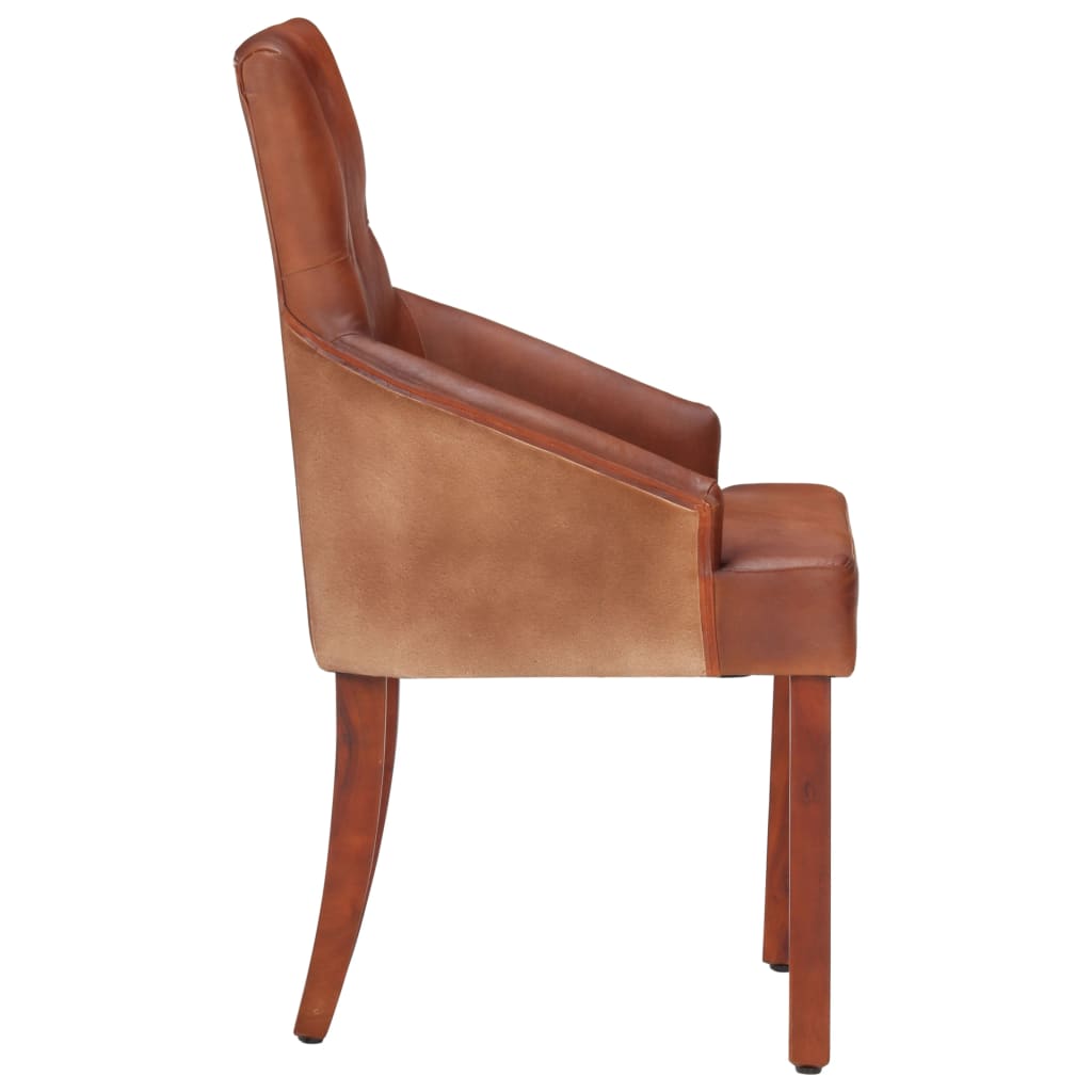 Dining Chairs Real Goat Leather Brown 288289