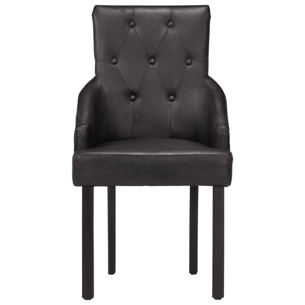 Dining Chairs Real Goat Leather Black 288290