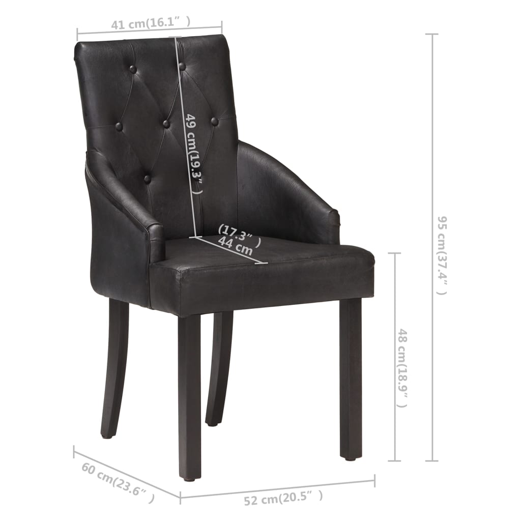 Dining Chairs Real Goat Leather Black 288290
