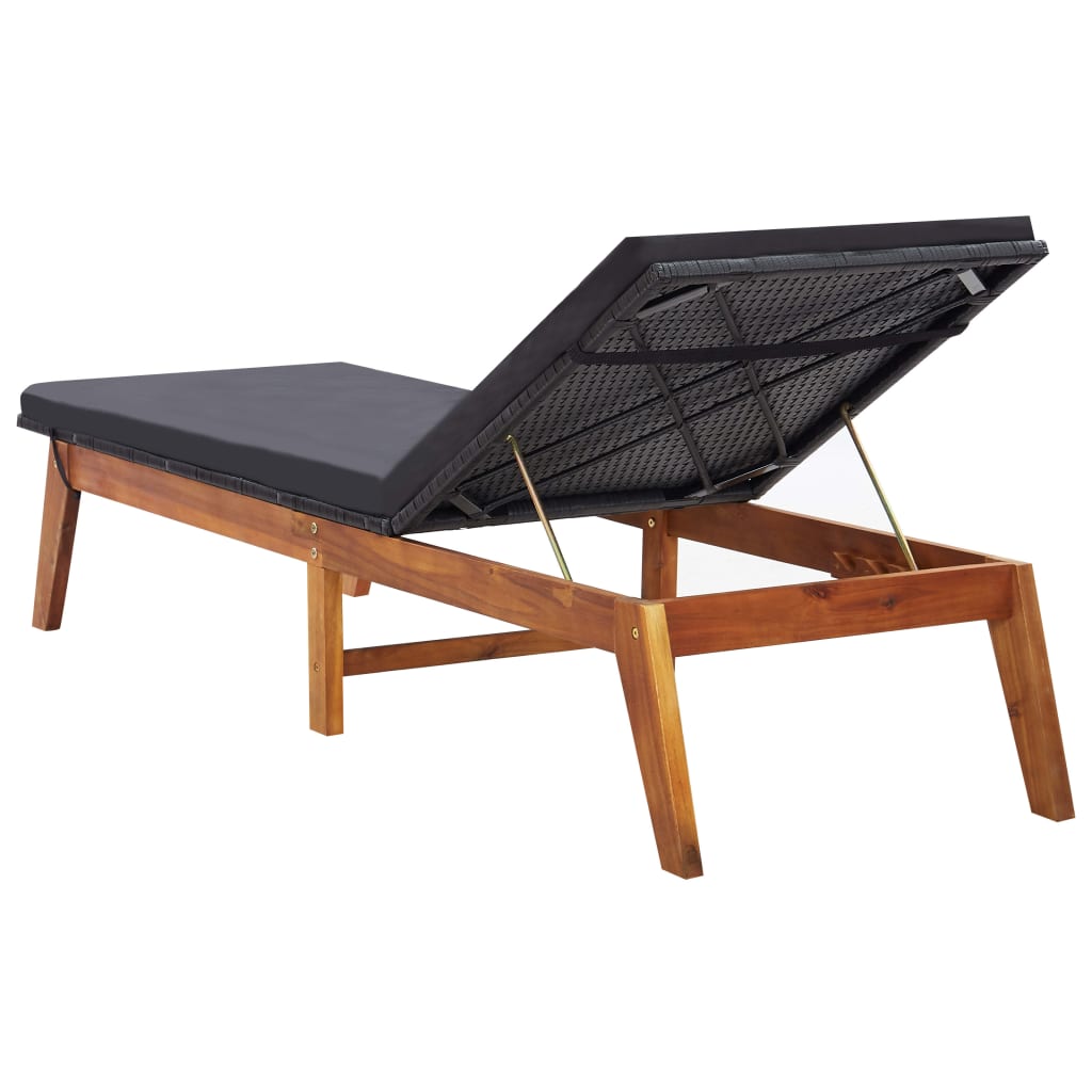 Sun Loungers With Table Poly Rattan And Solid Acacia 3054501