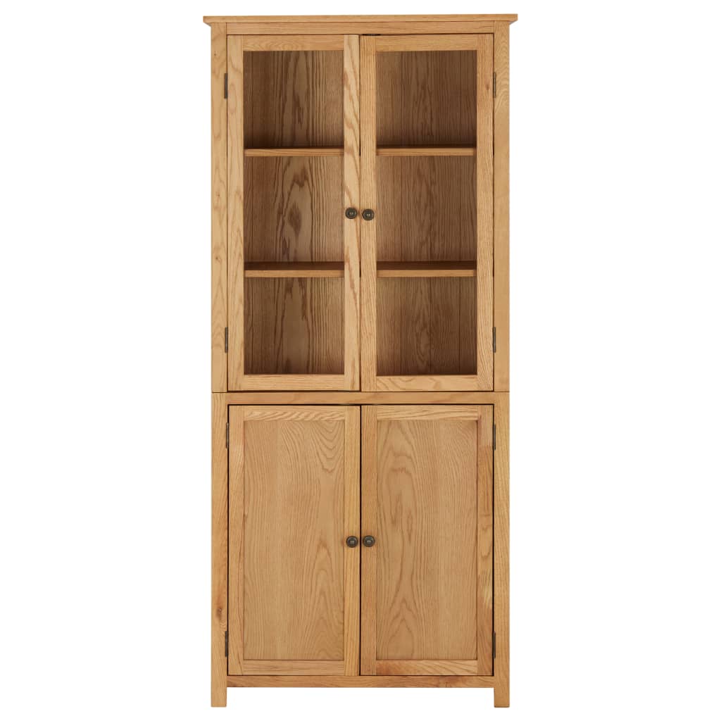 Bookcase Doors Solid Oak Wood And Glass Brown 289180
