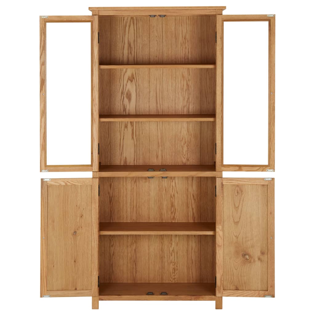 Bookcase Doors Solid Oak Wood And Glass Brown 289180