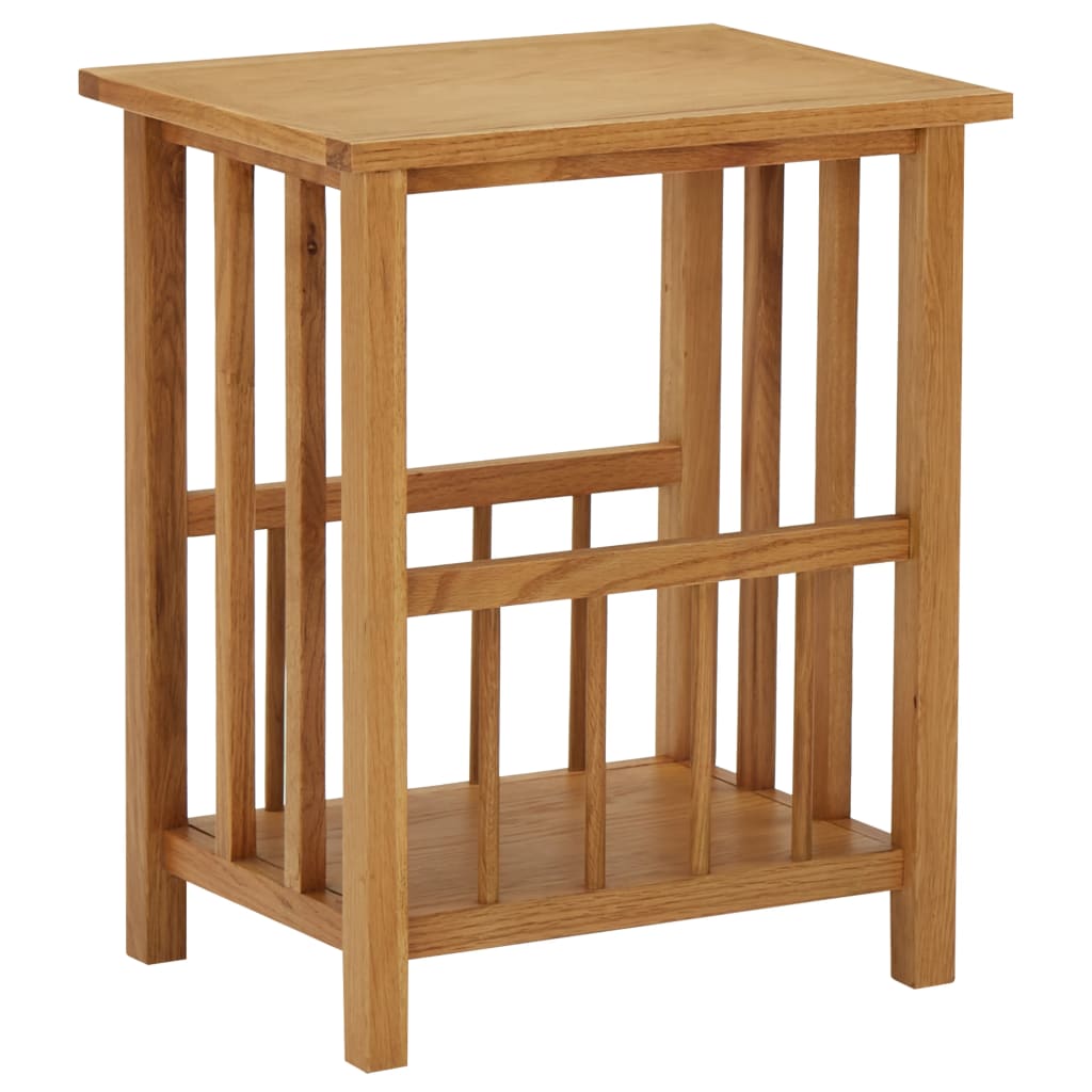Magazine Table With Drawer Solid Oak Wood Brown 289182
