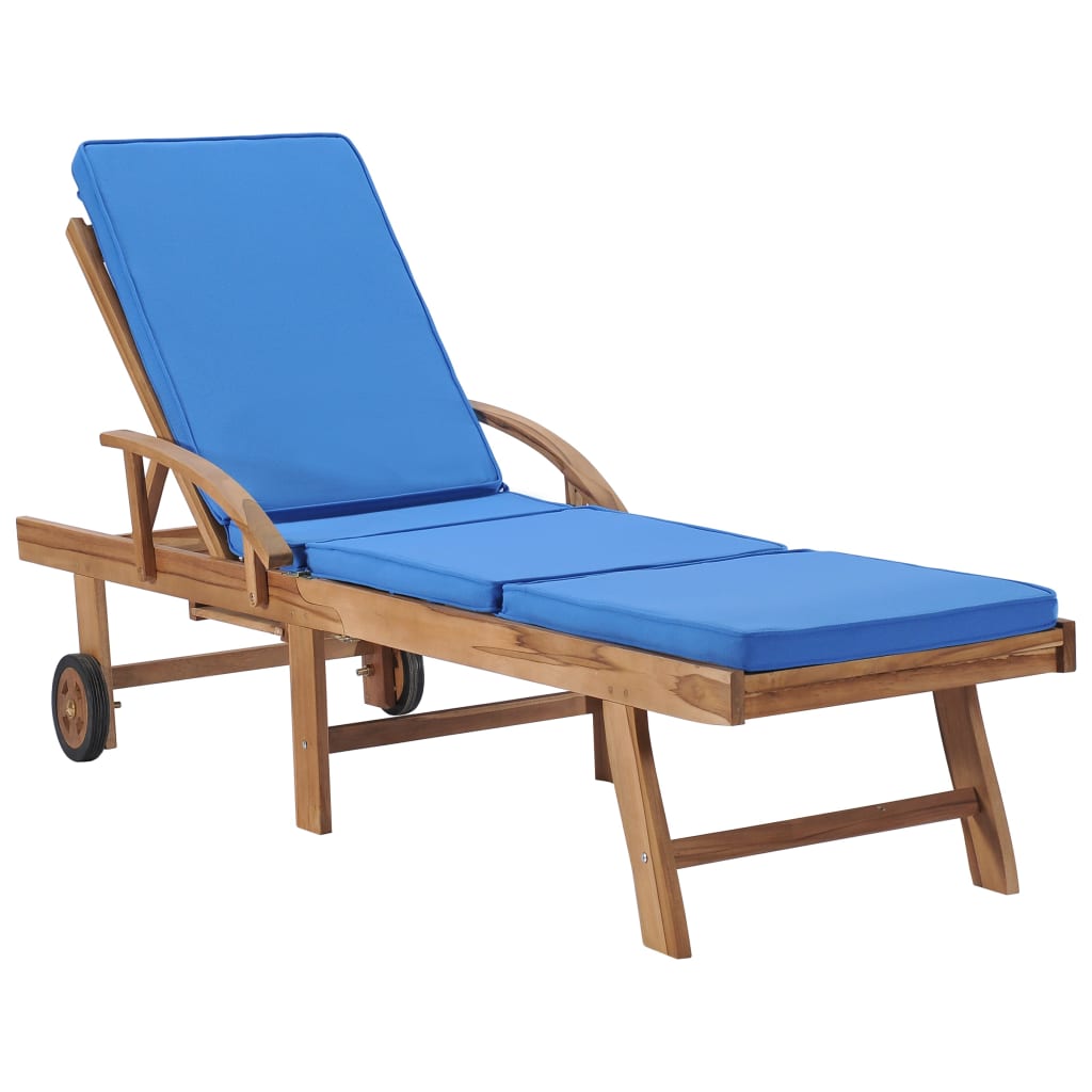 Sun Loungers With Cushions Solid Teak Wood Cream 3054633