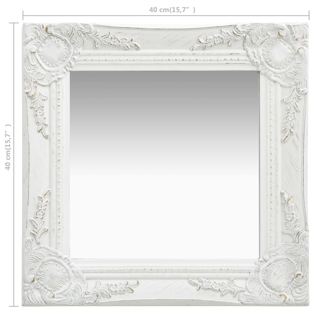 Wall Mirror Baroque Style White 320304
