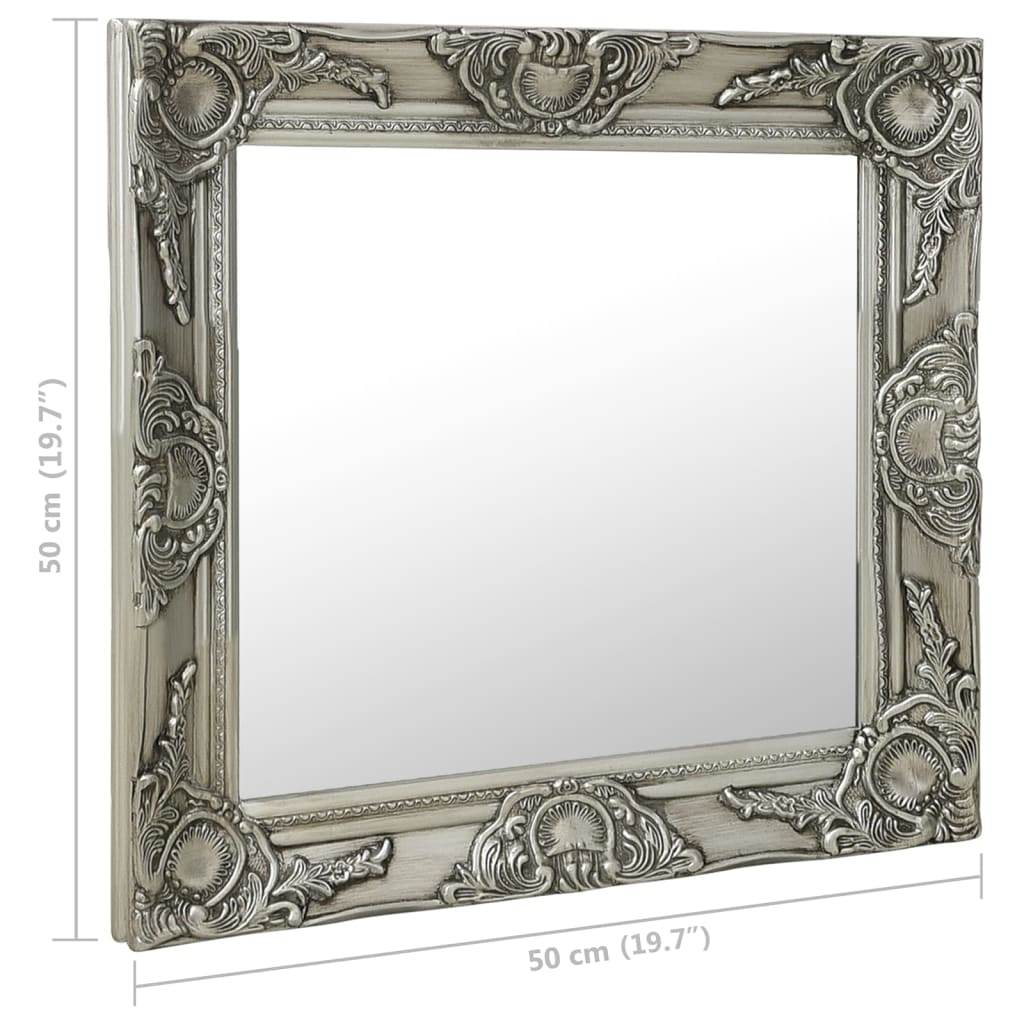 Wall Mirror Baroque Style Silver 320310