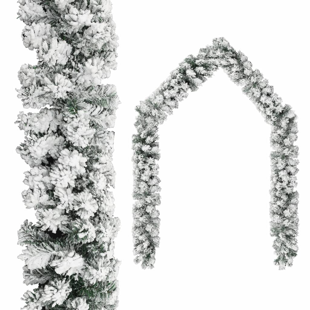 Christmas Garland With Flocked Snow Pvc Green 320967