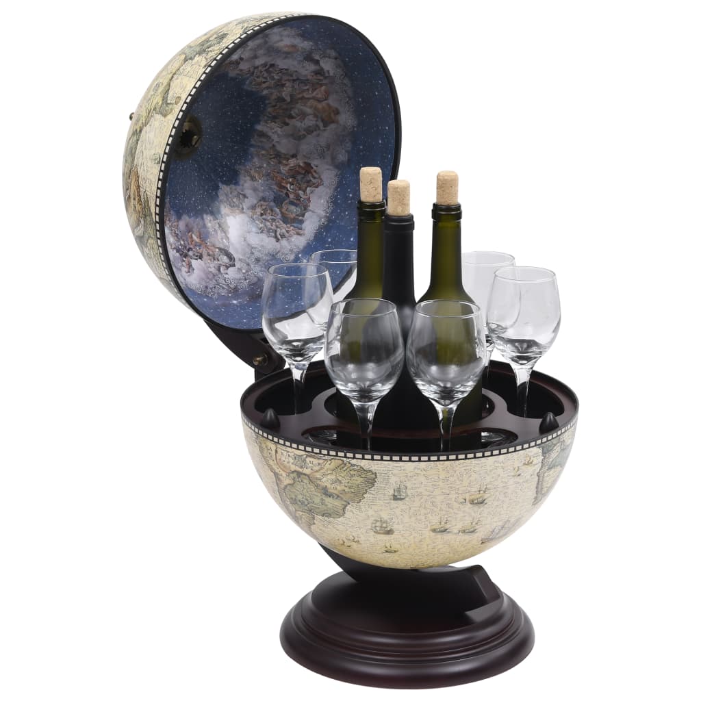 Globe Bar Wine Stand Eucalyptus Wood Blue 320905