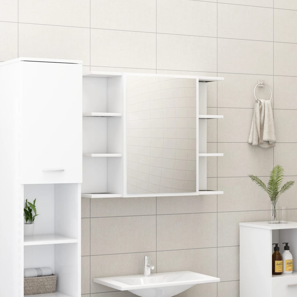 Bathroom Mirror Cabinet White 802606