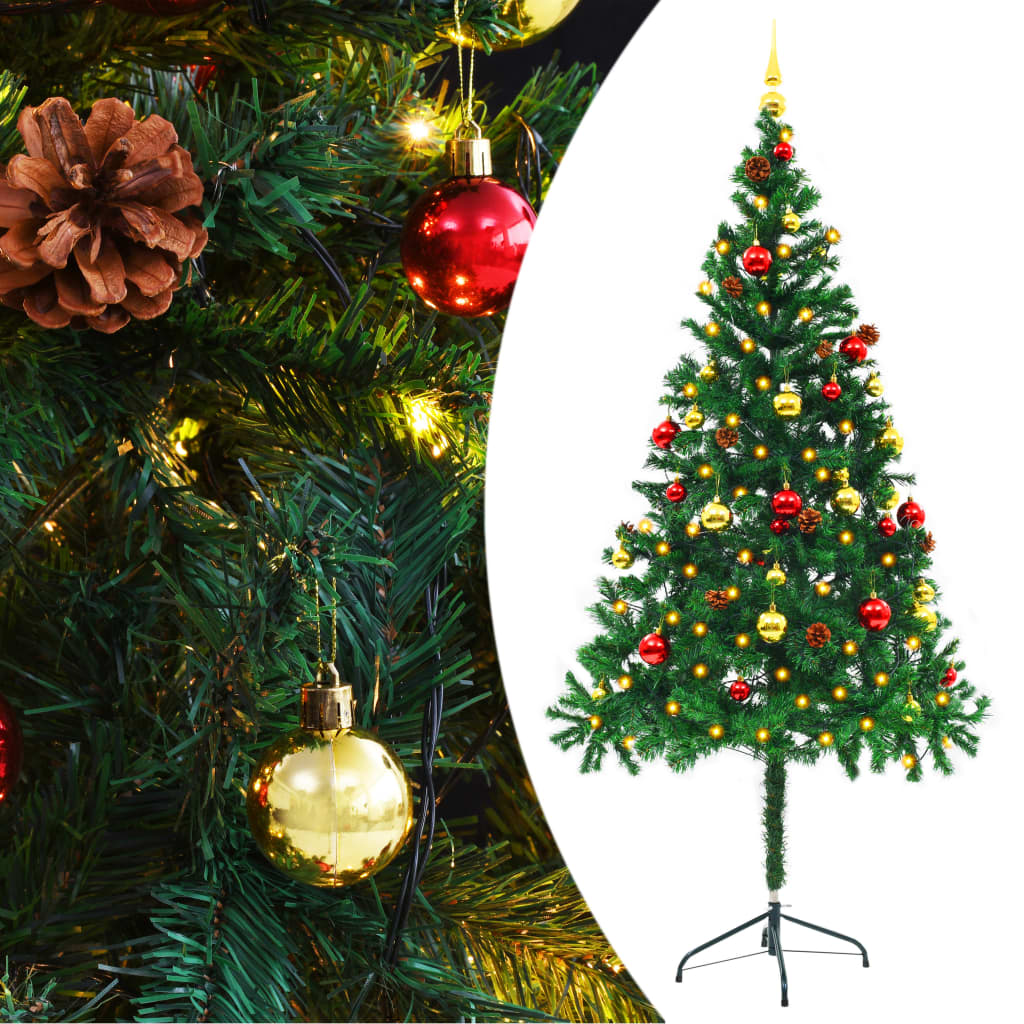 Artificial Christmas Tree With Baubles And Leds Gree 321500