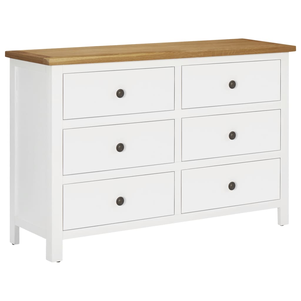 Chest Of Drawers Solid Oak Wood White 289206