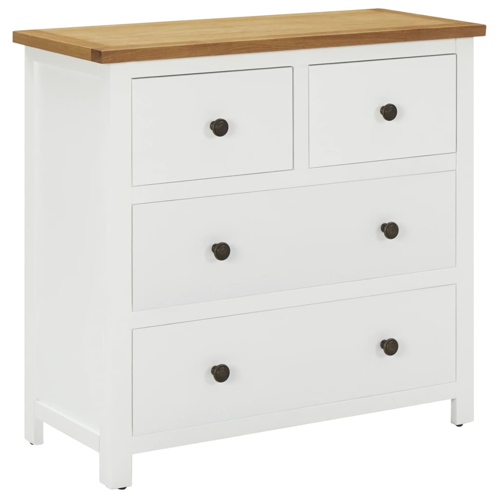 Chest Of Drawers Solid Oak Wood White 289206