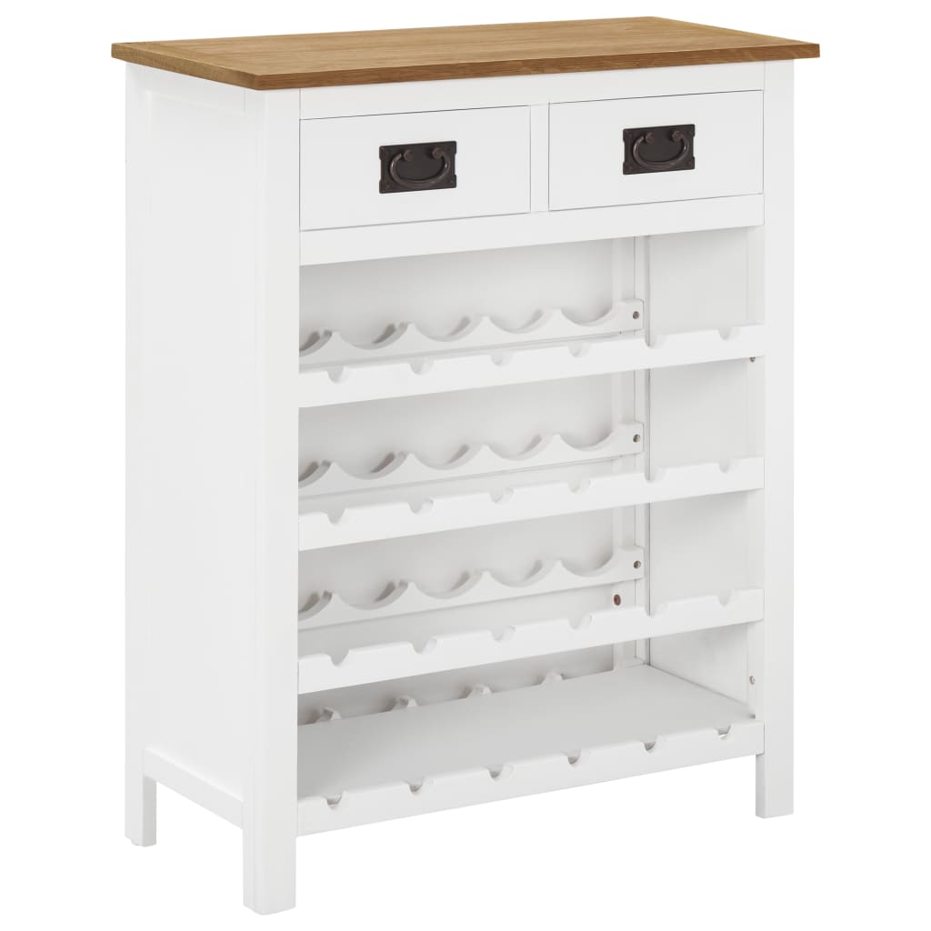 Wine Cabinet Solid Oak Wood White 289210