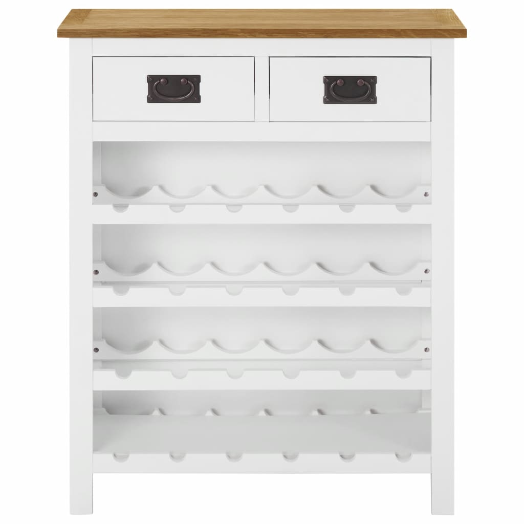 Wine Cabinet Solid Oak Wood White 289210