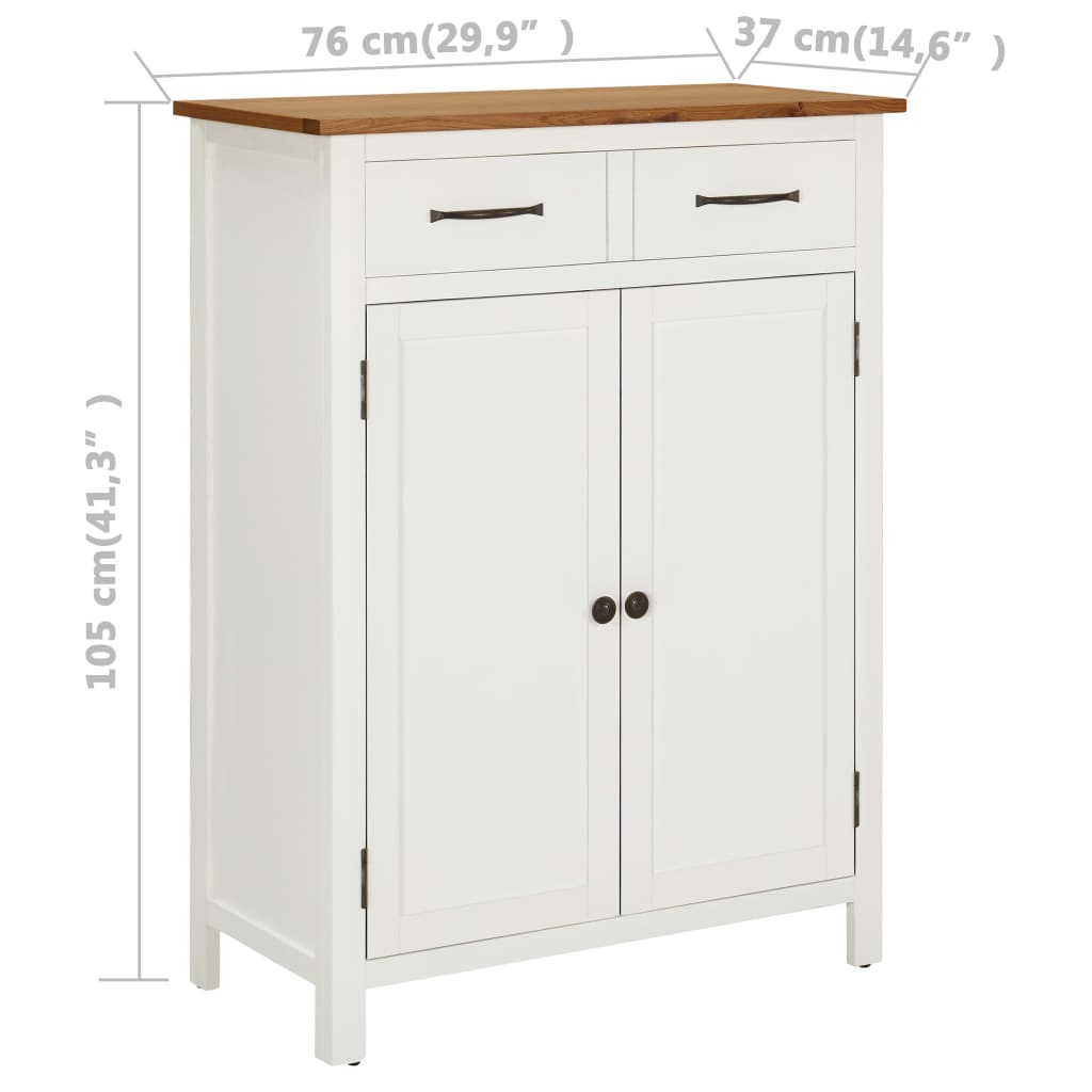 Shoe Cabinet Solid Oak Wood White 289217