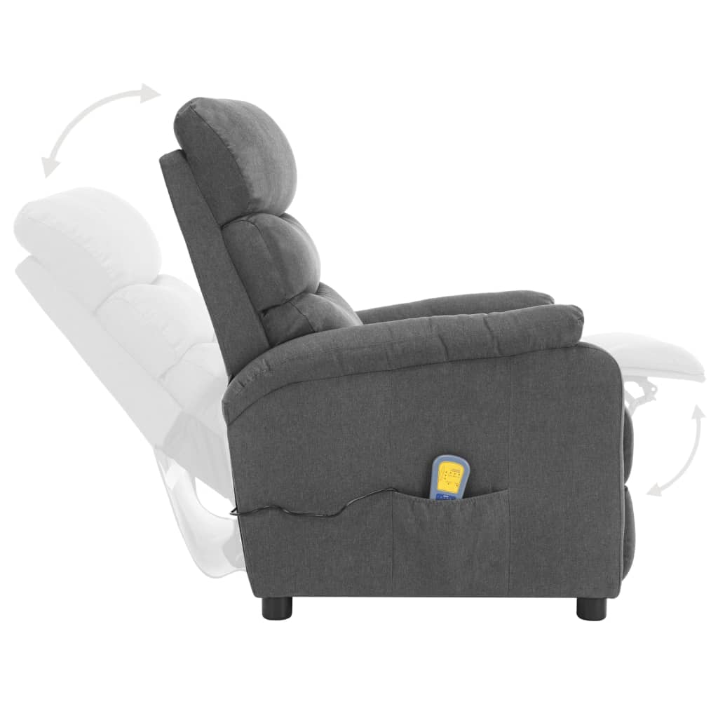 Massage Recliner Light Gray Fabric Grey 321226