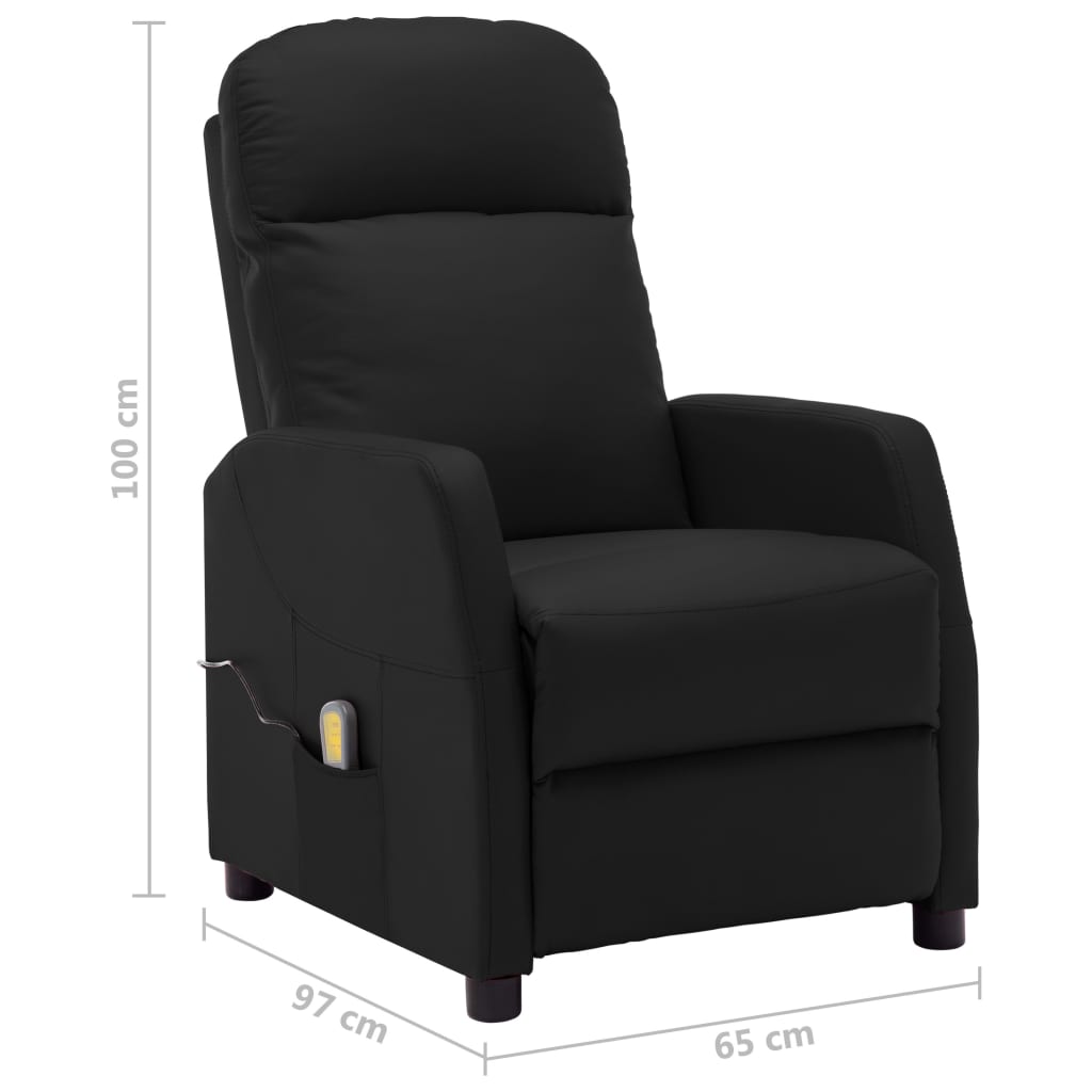 Massage Reclining Chair Faux Leather Black 321359