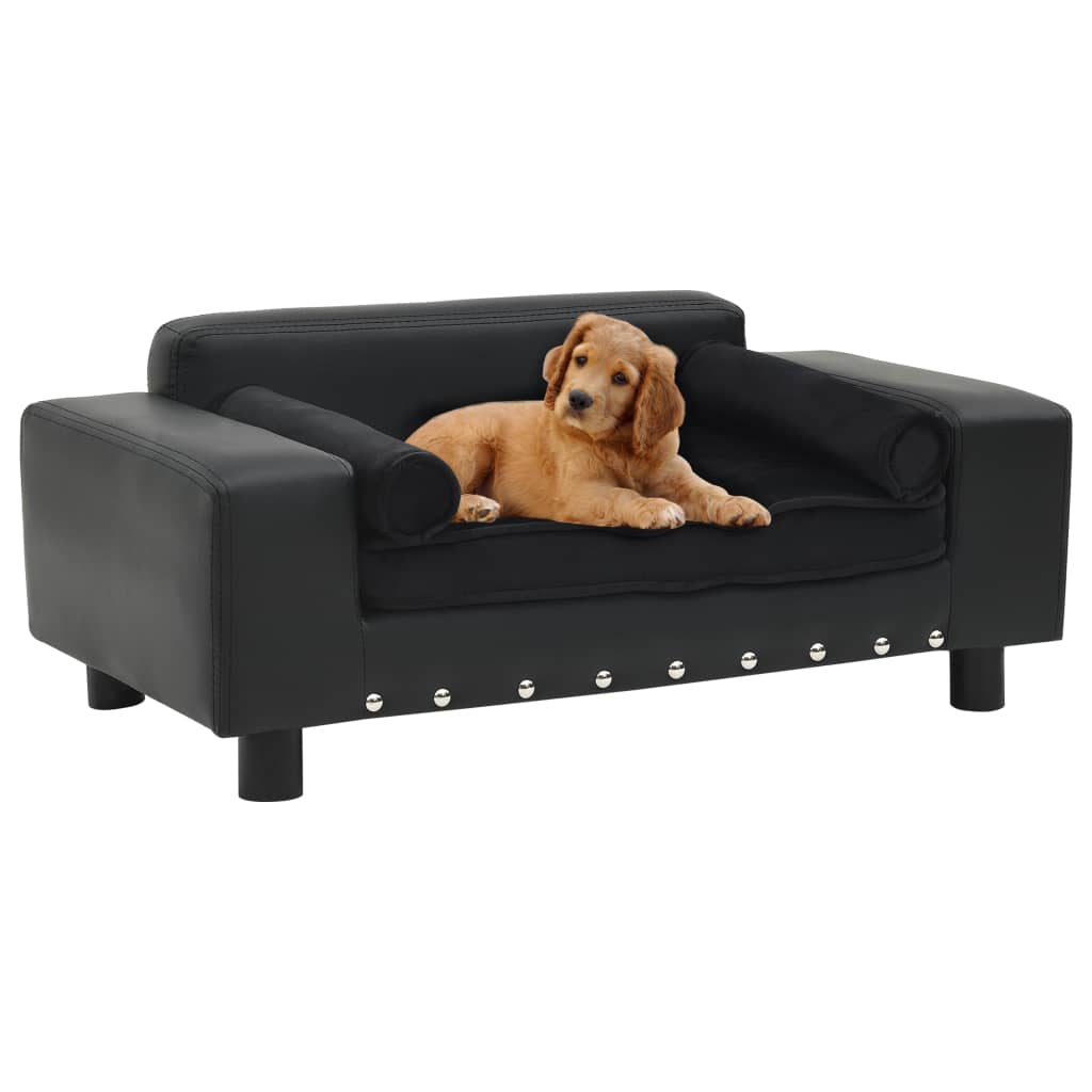 Dog Sofa Plush And Faux Leather Brown 170950
