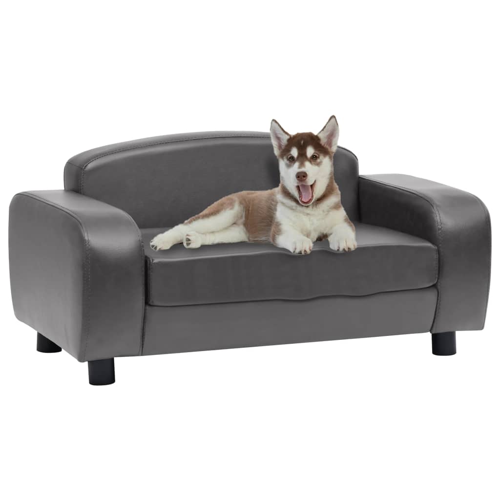 Dog Sofa Gray Faux Leather Grey 170964