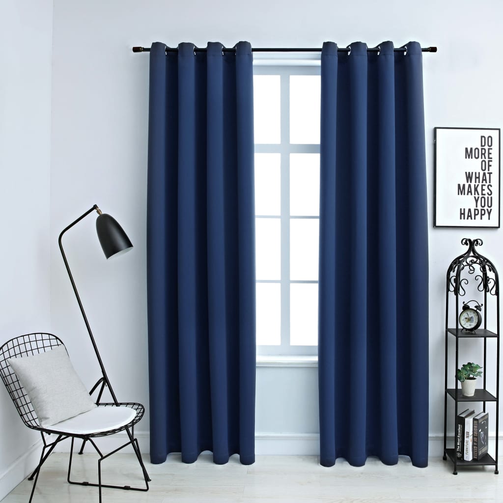 Blackout Curtains With Rings Navy Fabric Blue 134860