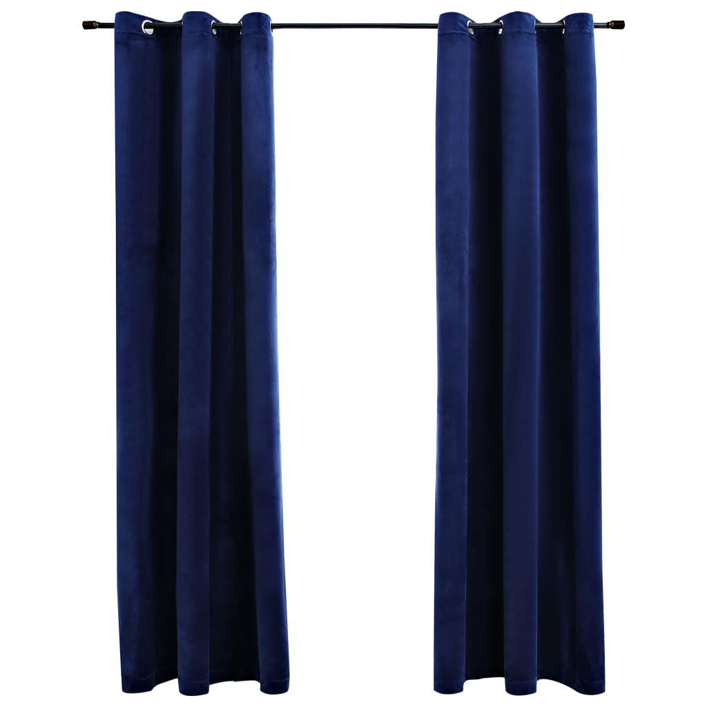 Blackout Curtains With Rings Navy Velvet Blue 134830