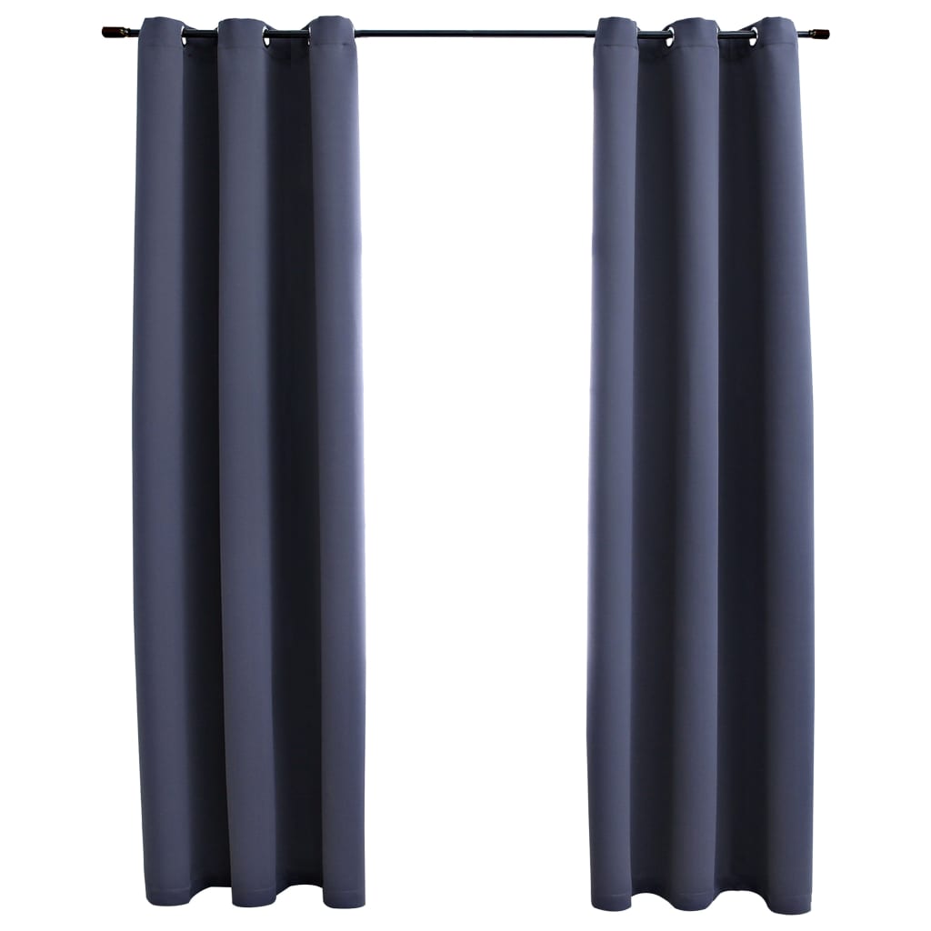 Blackout Curtains With Rings Fabric Anthracite 134840