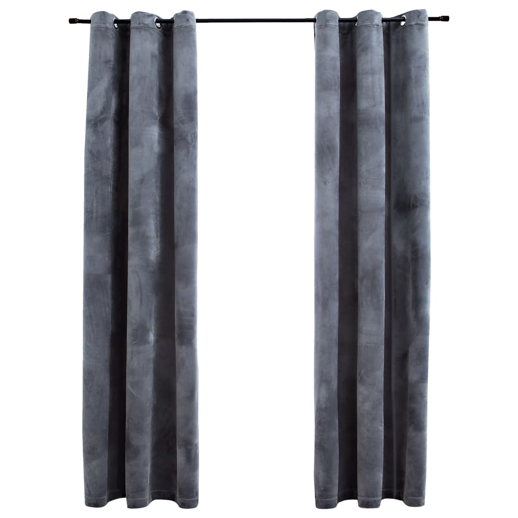 Blackout Curtains With Rings Velvet Anthracite 134810