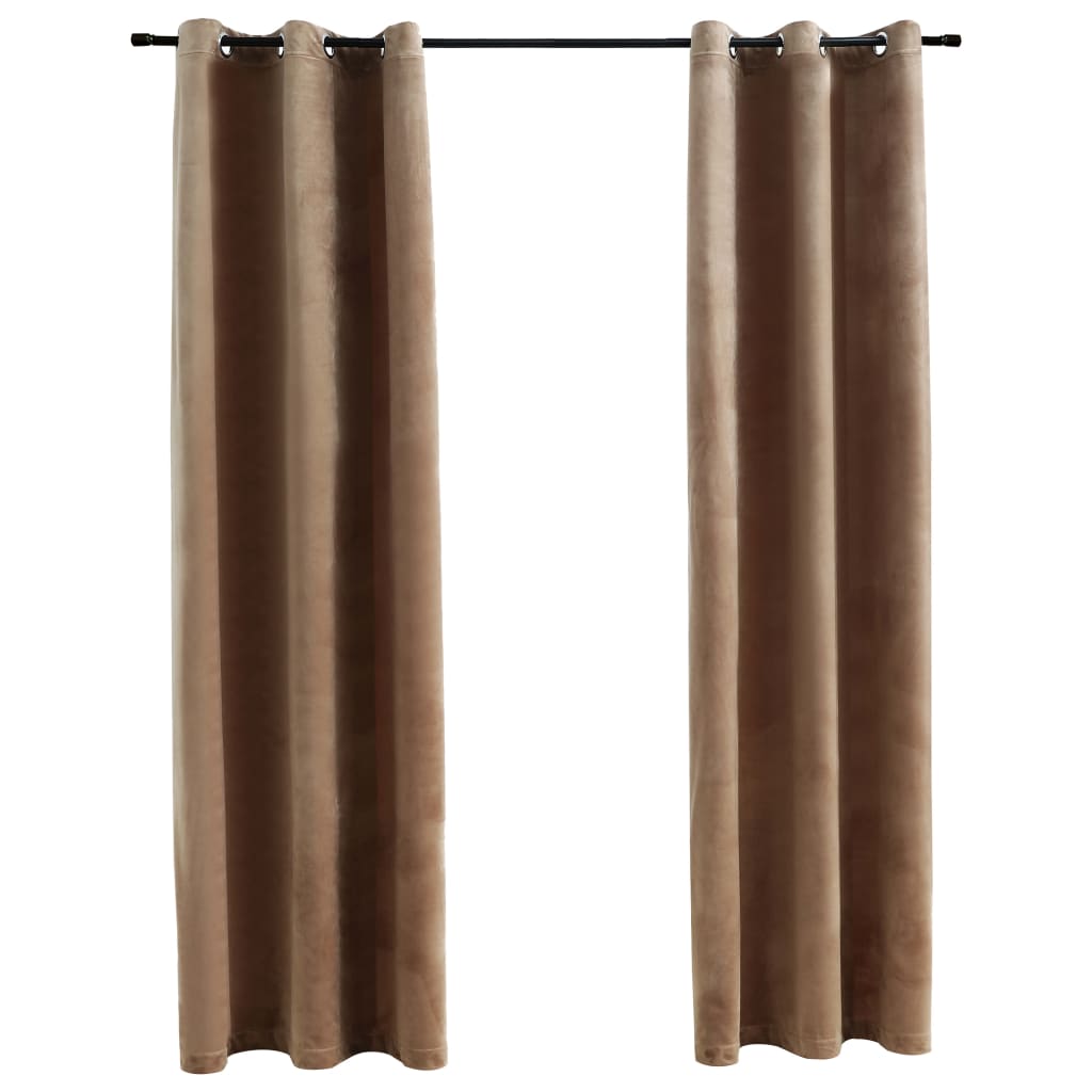 Blackout Curtains With Rings Gray Velvet Grey 134821