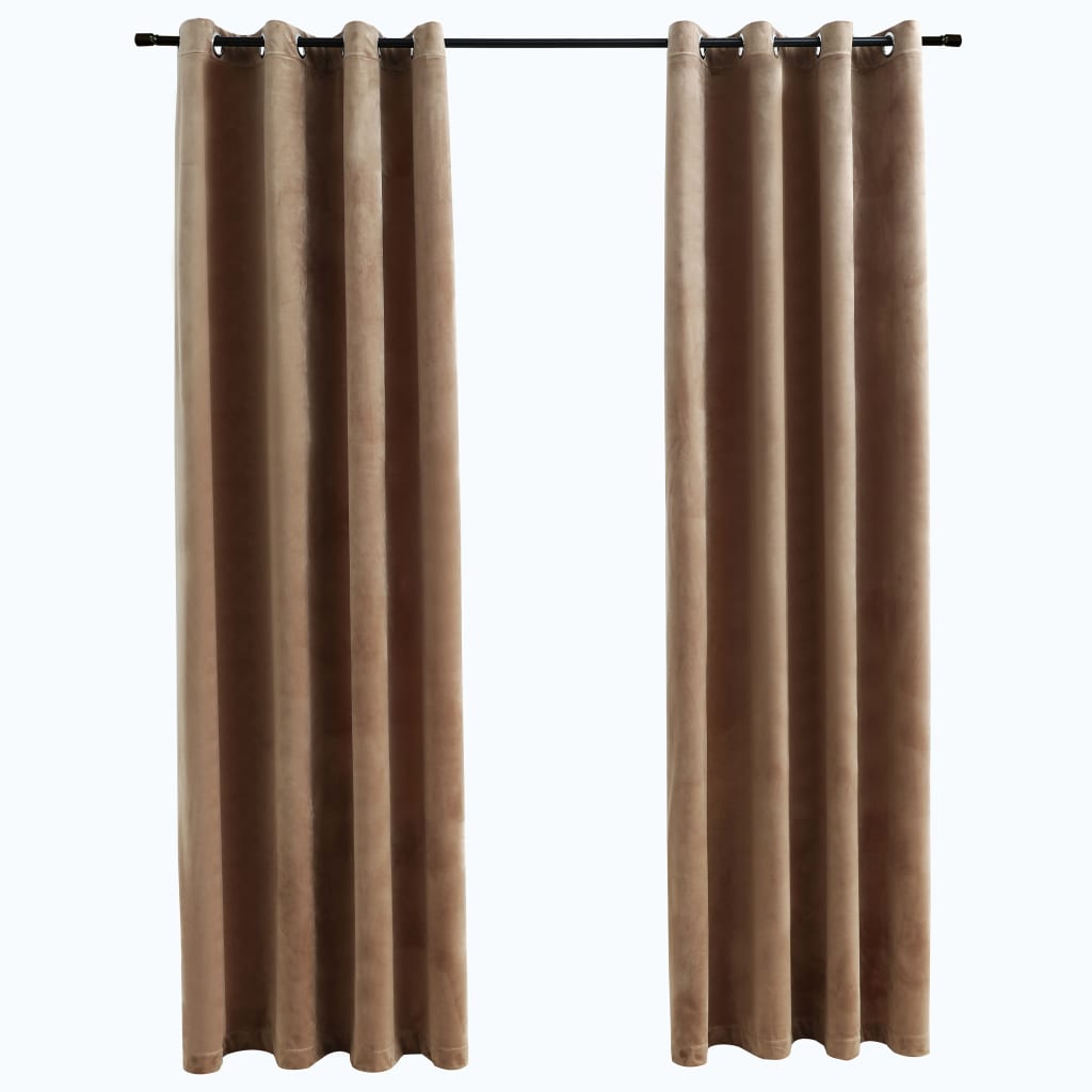 Blackout Curtains With Rings Gray Velvet Grey 134820