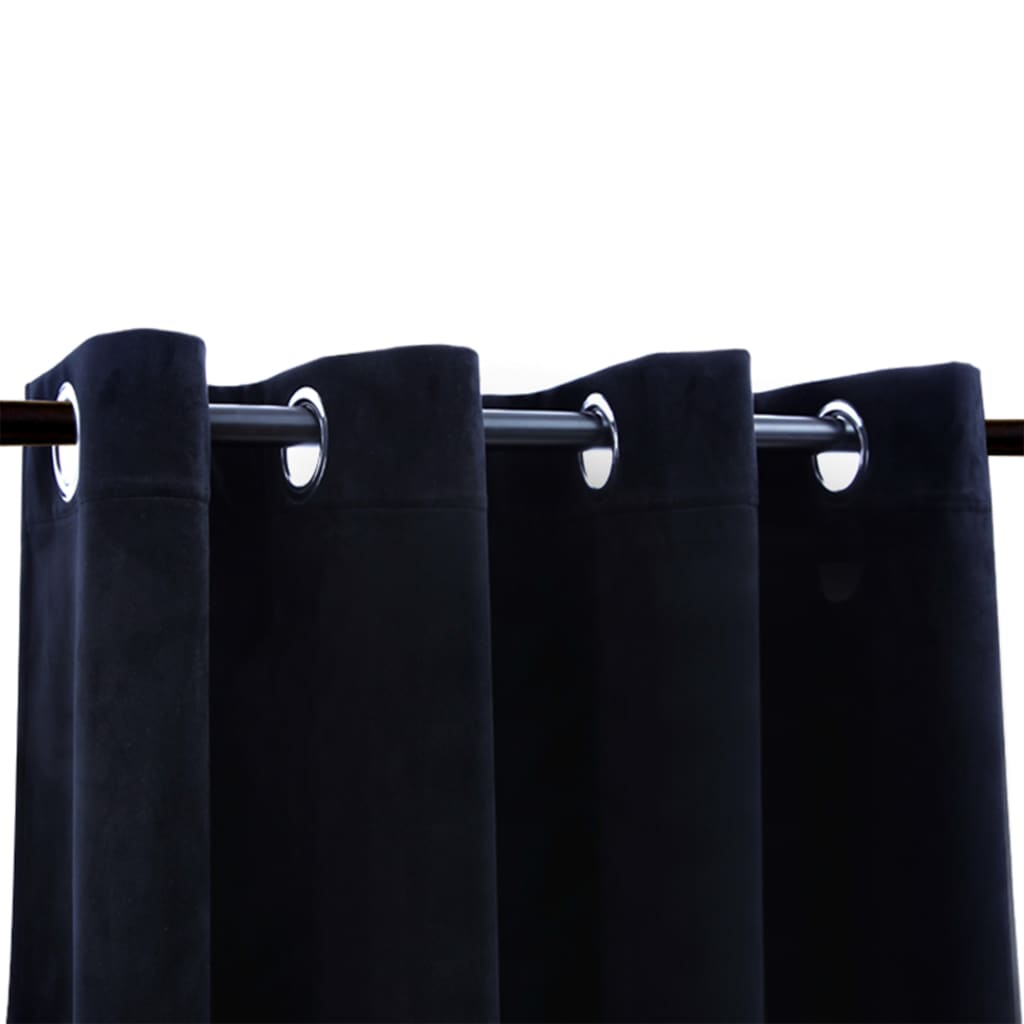 Out Curtains With Rings Velvet Black 134804