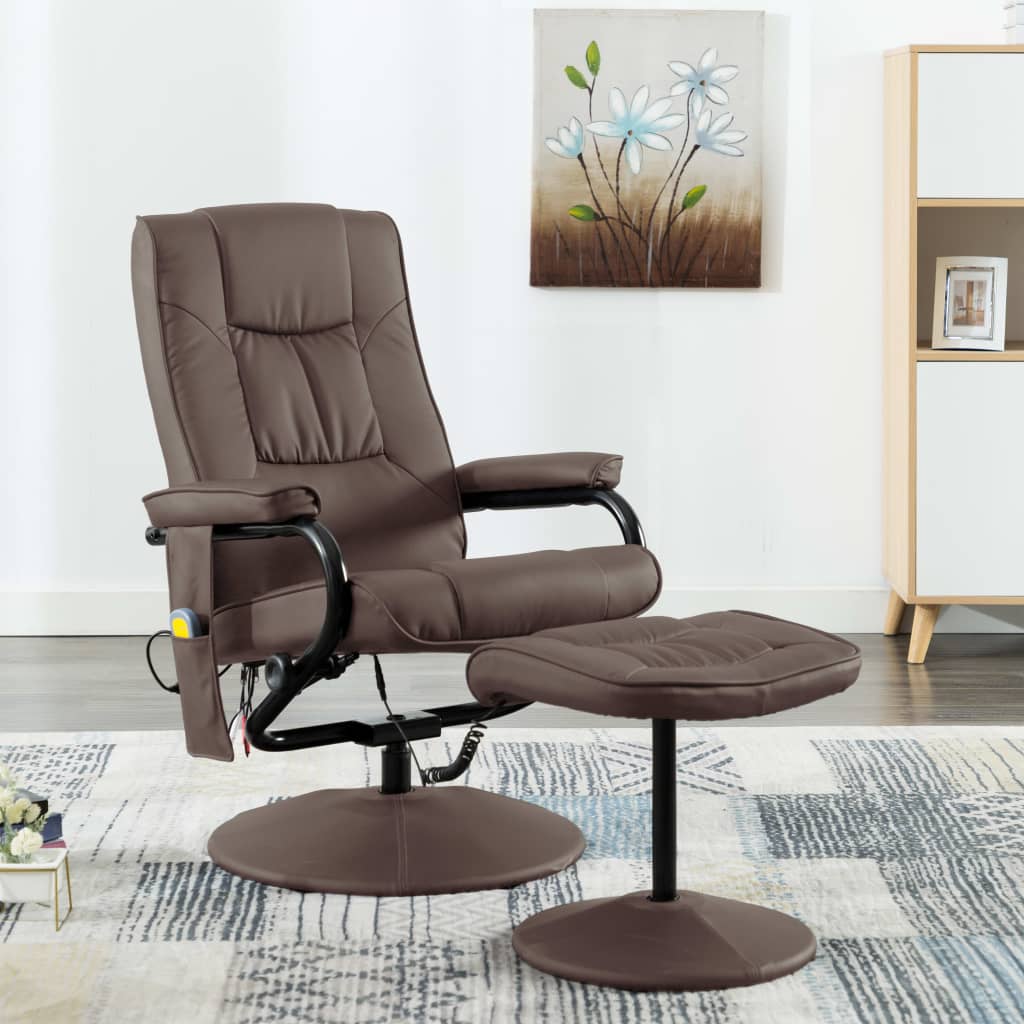 Massage Chair With Foot Stool Faux Suede Leather Bro 322337